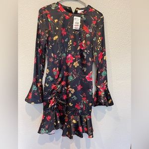 Likely Women Dress, size 2, Black Floral Dress long Sleeve
